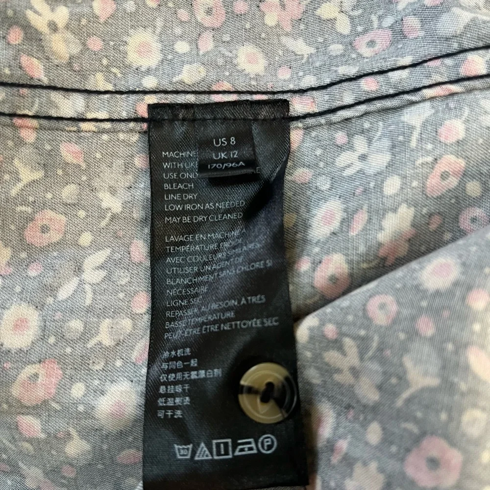 Anthropologie Maeve Marlie Button-Front Tunic Floral Long Sleeved Dress 8 - Picture 8 of 12